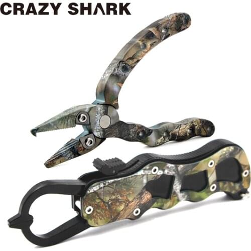 Crazy Shark Mini Aluminum Alloy Fishing Pliers Grip Set Split Ring Cutters Line Hook Remover Fishing Gripper Tackle