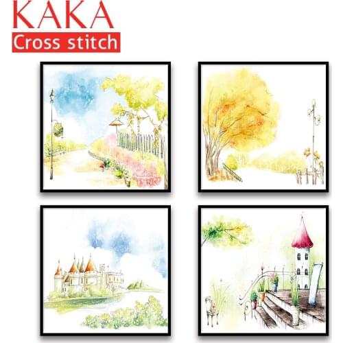 Cross stitch kits,Embroidery needlework sets with printed pattern,11CT-canvas for Home Decor Painting,Landscape Full NCKS018