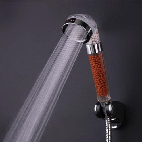 Shower Bath Head Adjustable 3 Mode High Pressure Stone Stream Handheld Shower Head With Negative Ion Activated Ceramic Balls