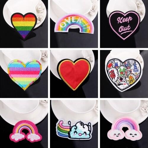 Love Patches Iron On Patches For Clothes Embroidery Patch Appliques Custom Rainbow Patch Jeans DIY Badges Stickers For Clothing