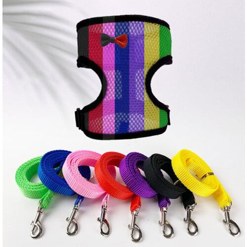 Nylon Mesh Dog Harness And Leash Breathable Small Bow Kitten Cats Small Dog Puppy Harnesses For French Bulldog Chihuahua Pug