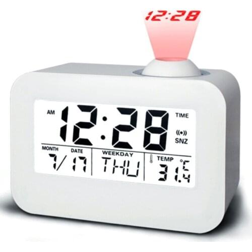 2020 New Creative Fashion Voice Control Backlit Voice Alarm Clock Luminous Projection Clock Snooze Alarm Clock Student Clock