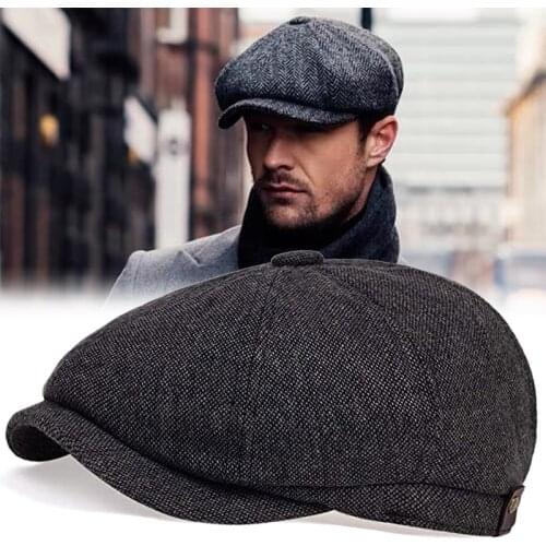 New Arrivals Mens Casual Newsboy Cap Spring Autumn Retro Vintage Beret Classic Hat Trendy Wild Casual Caps Unisex Octagonal Hat