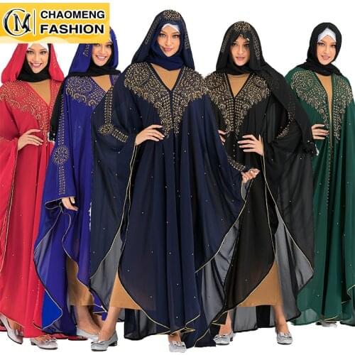 New Arrival Women Bat Sleeve Muslim Islamic Kaftan African Clothing Beaded Abaya