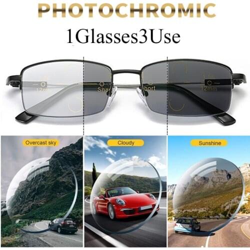 Newest Titanium No screws Photochromic Anti-blue light Reading glasses progressive ultralight multifocal Hyperopia Eyewear 1.5