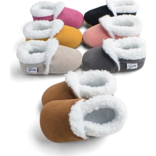 Autumn And Winter Models Of Lamb Velvet One-step Baby Soft-soled Toddler Shoes Baby Shoes 0-1 Years Old Newborn Toddler Shoes