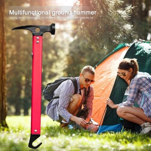 Outdoor Camping Tent Peg Hammer Mountaineering Hiking Stainless Steel Nail Puller Accessories Climbing Tool