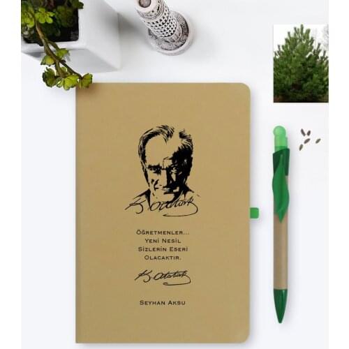 Personalized Ataturk Themed Environmentalist Notebook and Seeded Pen Set-2