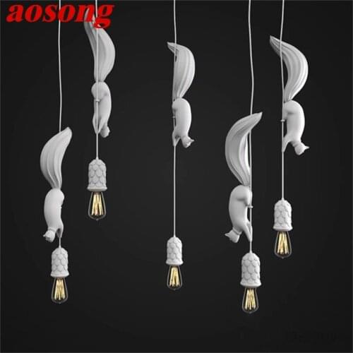 AOSONG Pendant Lights Contemporary Creative Cartoon Mouse Shape Decorative For Home Dinning Room