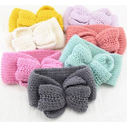 2020 Winter Headbands For Girls Braided Cotton Warm Knitted Top Knot Headwraps Elastic Soft Hair bands Big Hair Bow Headband