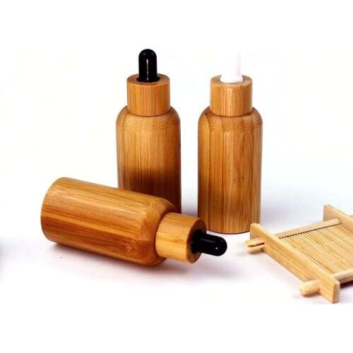 Empty glass 30ml bamboo dropper bottle with bamboo lid