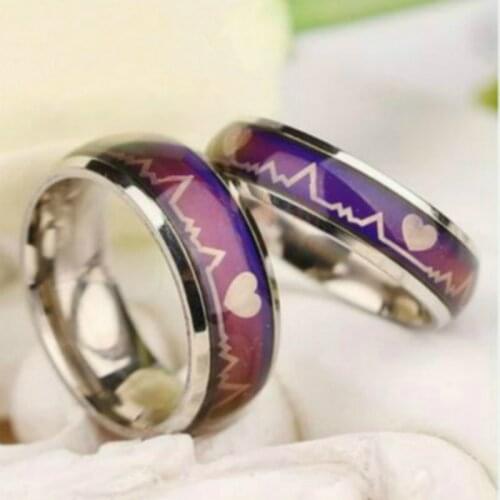 Emotion Feeling Changeable Mood Hearth Ring Colorful Changing Magic Stainless Steel Wedding Rings For Women Men Fashion Jewelry