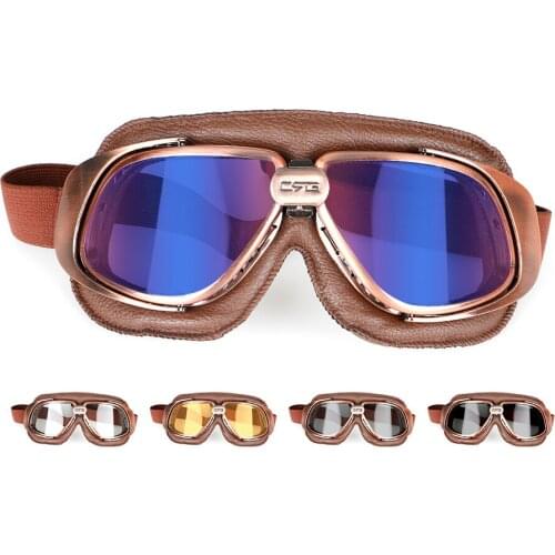 Retro Goggles Pilot Scooter Steampunk Goggles For Harley Helmet Aviator Universal Motorcycle Vintage Biker Glasses
