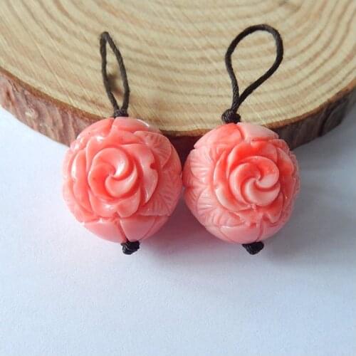 Pink Conch Shell, Selling Carved Flower Earrings Bead,Carving Supply, Charms Women Jewelry Gift Gem Customized ,19x18mm,10.3g