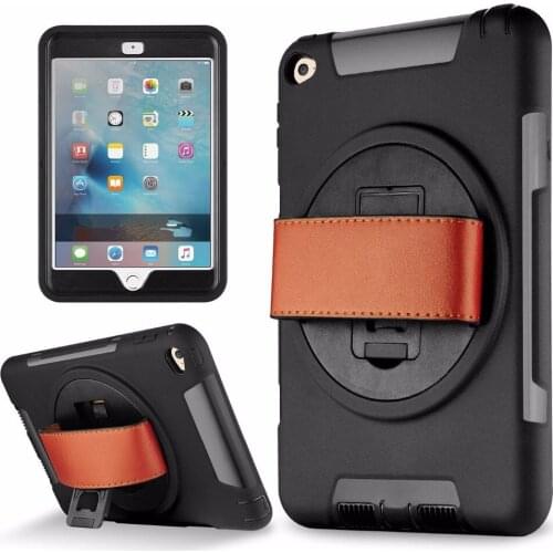 RUKWAACH Shockproof Heavy Duty Case for iPad Air 2 Protect Skin Rubber Hybrid Cover Stand Case w/ Hand Leather Strap for iPad 6