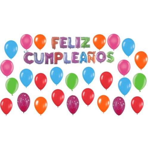 Happy birthday balloons lot of 45 Balloons 15 colorful letters foil 40 cm and 30 latex balloons 25 cm