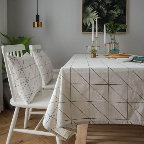 Modern White Black Printed Table Cloth Linen Geometric Pattern Table Cover For Dining Party Wedding Decoration Mantel Mesa nappe