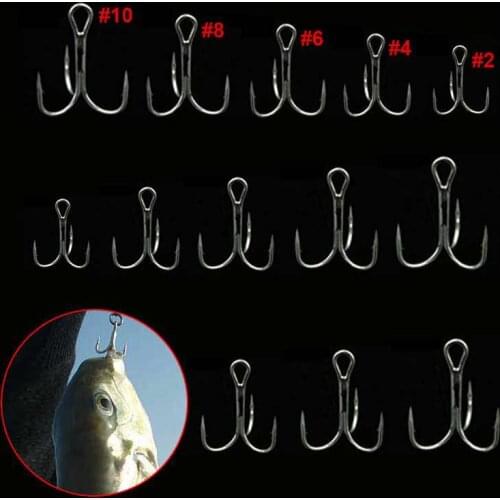 20pcs Steel Treble Fishing 3 Hooks Black Small Round Bent Triple Hard Lure Spoon Fishhook 88 B2Cshop