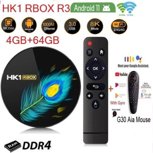 Android 11 TV Box HK1 RBOX R3 RK3566 DDR4 supports Dual band WIFI 2.4G/5G bt4.0 8K Ultra HD gigabit lan optional voice air mous