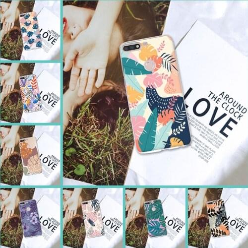 Back Cover For Huawei Honor 7 7S 7X 7A 7C Pro 8X MAX 10 9 8 Silicone Flower Leaf Phone Case For Huawei Honor 7 8 9 10 Lite