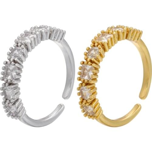 ZHUKOU gold silver color Flower ring for women Exquisite elegant Cubic Zirconia Simple circle rings Women Engagement Ring VJ244