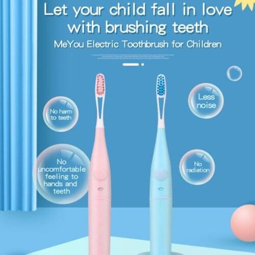 MEYOU Ultrasonic Automatic Sonic Electric Bass Brushing Toothbrush Rechargeable Waterproof Replacement Heads Set for Children
