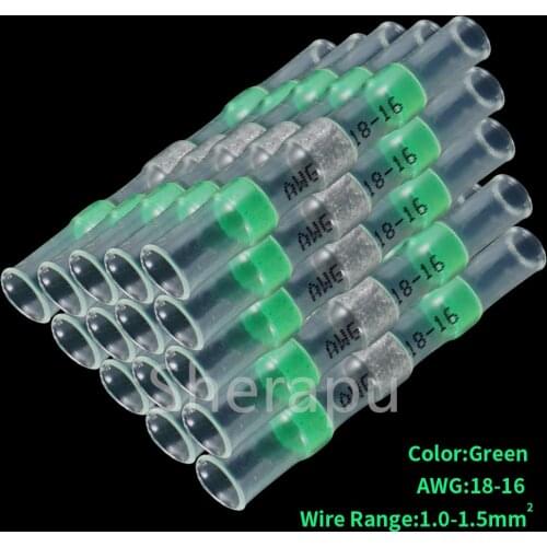 10/50 PCS Heat Shrinkable Wire Connectors Waterproof Sleeve Butt Electrical Splice Tinned Solder Seal Terminal