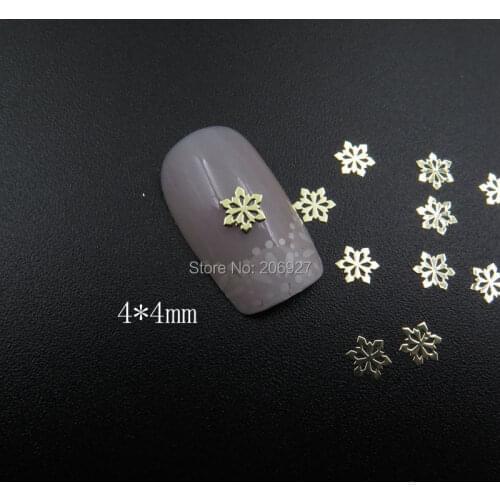MS362-2 100pcs Gold Cute Snowflake Metal Sticker Nail Art Metal Sticker Nail Art Decoration Non-adhesive Sticker