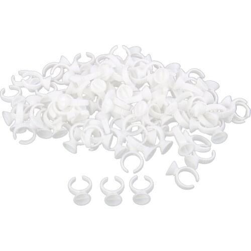 100 Pieces Disposable Rings Cups for Eyelash Adhesive Glue Caps for Microblading Tattoo Pigment Ink
