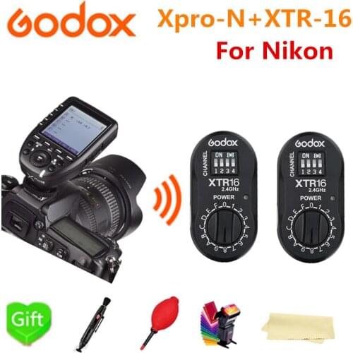 2* Godox XTR-16 Receiver 2.4G Power Control Flash + Xpro-N TTL Wireless X1TN for NIKON AD180 AD360 AD360II V860 V850 AD600Pro