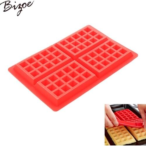 2pcs Silicone Waffle Makers Nonstick Cookie Cake Muffin Mould DIY Waffle Mould Bakeware 4-Hold Squre Baking Pastry Tools
