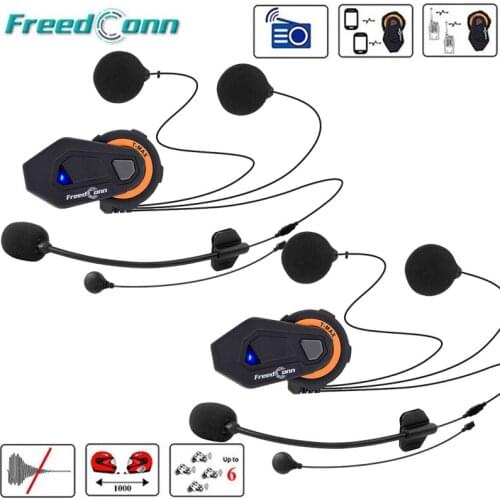 2PCS T-MAX E Motorcycle Helmet Bluetooth Intercom Headset 1000M 6 Riders Group Talk System FM Radio Helm Interphne Headphone