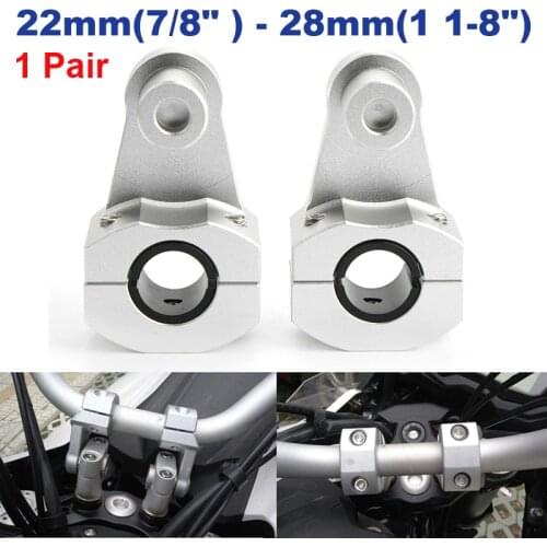 2 Pcs Motorcycle Motor Handlebar Clamps Sliver Riser 22mm 28mm for Suzuki for Yamaha for BMW for Honda Aluminum Alloy bar