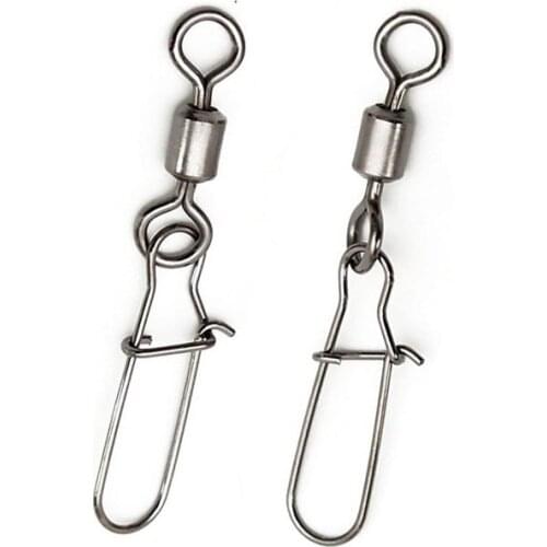 30pcs Stainless Steel Fishing Tackle Snap Pins Fishing Connector Pin Bearing Rolling Swivel Fishing Accessories