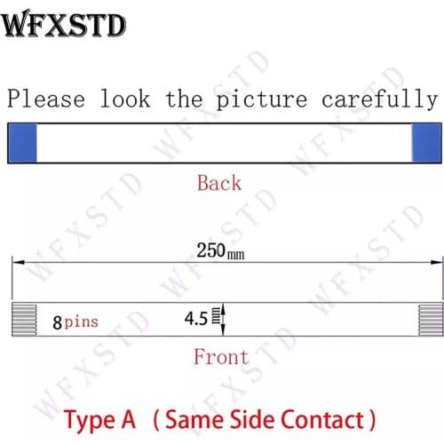 8pins 250mm*4.5mm Type A New Flex cable Same Side Copper AWM 20706 105C 60V VW-1 Pins Contact