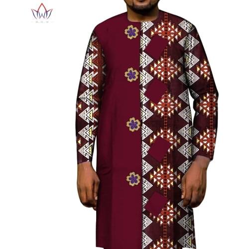 African Men Clothes Long Shirt Cotton Dashiki African Clothes Men Long Top Shirts Bazin Riche Mens Shirts Traditional WYN962