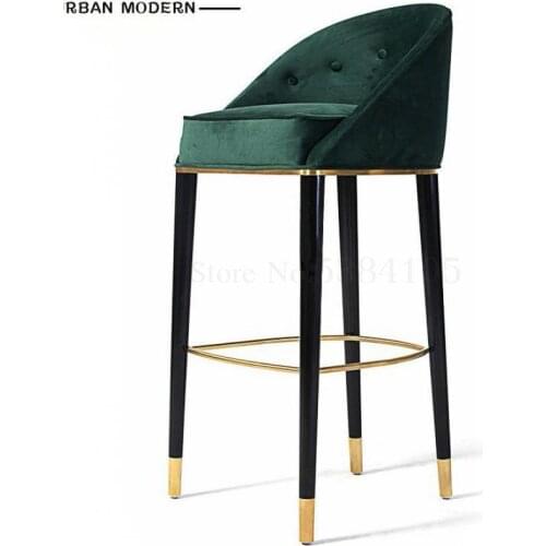 American solid wood bar chair European retro creative high stool modern minimalist fashion bar chair bar stool bar chair