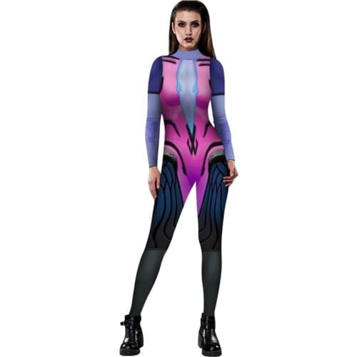 Anime Comic Con Masquerade Costumes 3D Print Overwatches Lady Widowmaker Wig Cosplay for Women Zentai Spandex Dva Bodysuit Wig