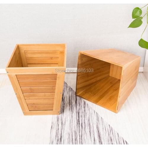 Thai Southeast Asia Bamboo Trash Can mini trash can coverless kitchen can bathroom garbage cans in Living Room Bedroom