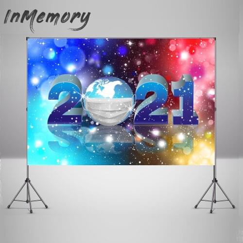 Quarantine Photography Backdrop Shiny Polka Dot Light Bokeh Happy New Year Of 2021 Party Celebration Poster Photo Background