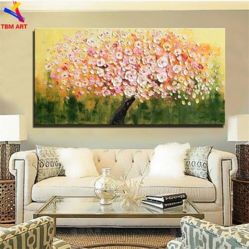 Thick Textured Picture Flower Hand painted Modern Abstract Oil Painting on Canvas for Living Room Wall Art Home Decoration SL015