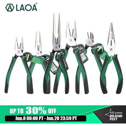 LAOA CR-MO Combination Pliers Long Nose Plier Fishing Pliers Wire Cutter Stripping American Type Tools For Electrician 1pc
