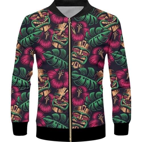 IFPD EU Size Zipper Jackets 3D Leaves Flower Printed Oversize Unisex Zip Up Coat Mens Fashion Streetwear Tracksuit Male Jacket