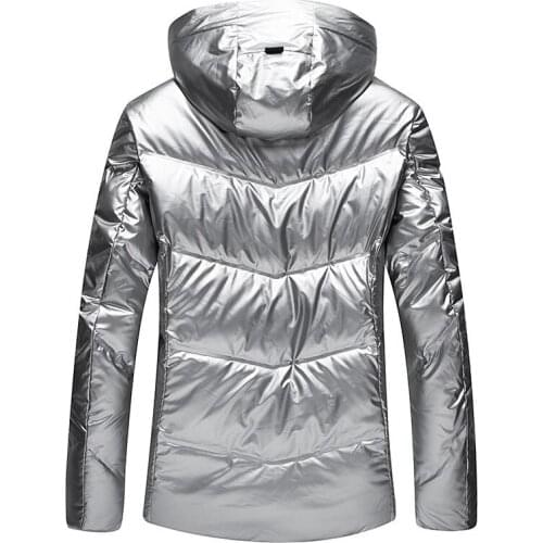 2020 Winter New Mens Sequins White Duck Down Jacket Thick Warm Hooded Fashion Hip Hop Parka and Coats Male Brand Clothing