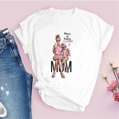 Summer Short Sleeve T Shirts Short Sleeve Mothers Gift Mama Daughter Printed Female Tshirts Lovely Girls T-shirts 2021