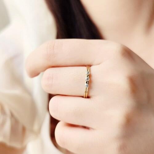 Lii Ji 14K Gold Filled Zircon Double Layer Knuckle Ring Gold Jewelry Minimalist Stacking Bohemian Ring for Women Gift