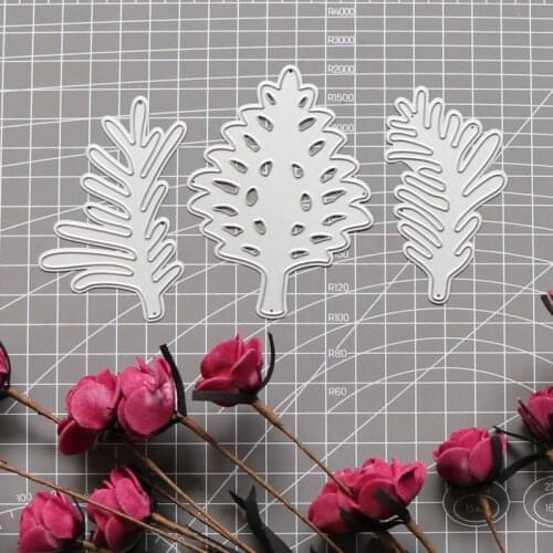 Metal Cutting Dies 3pcs Tree Leaves Diy Scrapbooking Photo Album Decorative Embossing Paper Card Crafts Die 2021
