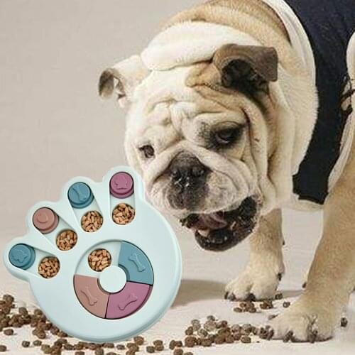 Multifunction Educational Dog Toys Pet Bowl Food Dispenser Cat Training Tools Anti Choke Footprint Design Dog Puzzle Platter