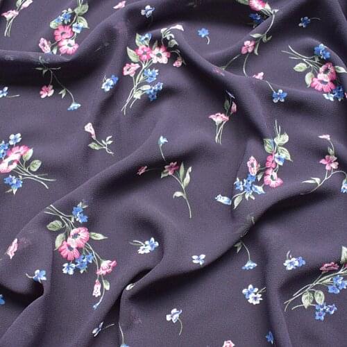 One meter Fashion high viscosity Chiffon fabric Small pink floral print in spring summer tissu Soft breathable clothing tissus