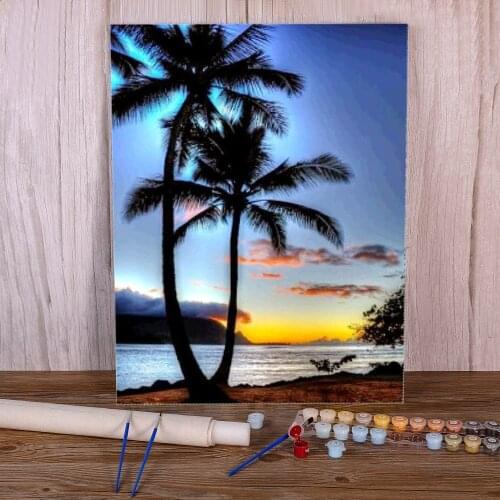 Seaside Landscape DIY Painting By Numbers Kit Acrylic Paints 40*50 Canvas Painting Handmade For Children Wall Handiwork